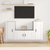 Set de muebles de TV 3 piezas madera contrachapada blanco