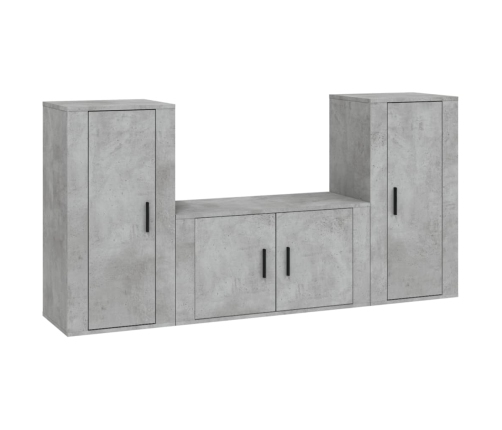 Set de muebles de TV 3 pzas madera contrachapada gris hormigón