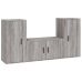 Set de muebles para TV 3 pzas madera contrachapada gris Sonoma