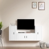 Set de muebles de TV 3 piezas madera contrachapada blanco