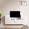 Set de muebles de TV 3 pzas madera contrachapada blanco brillo