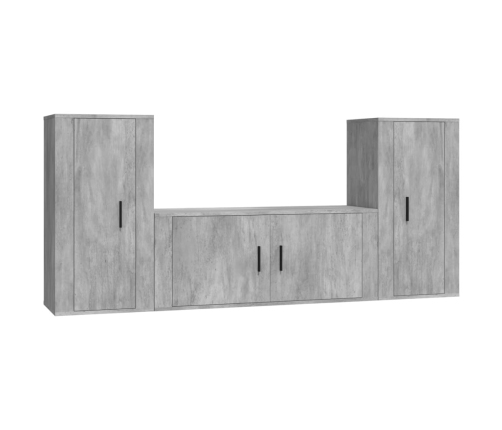 Set de muebles de TV 3 pzas madera contrachapada gris hormigón