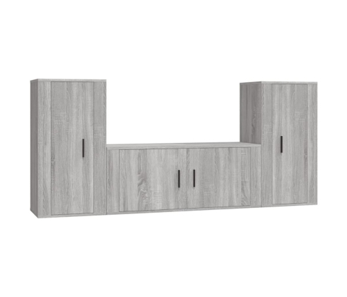 Set de muebles para TV 3 pzas madera contrachapada gris Sonoma