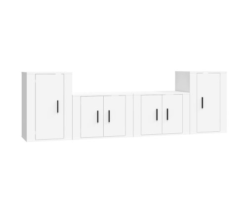 Set de muebles para TV 4 piezas madera contrachapada blanco