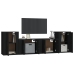 Set de muebles para TV 4 piezas madera contrachapada negro