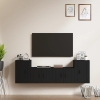 Set de muebles para TV 4 piezas madera contrachapada negro