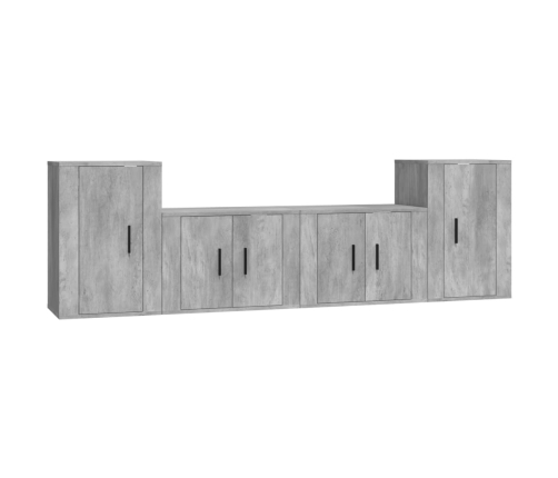 Set de muebles de TV 4 pzas madera contrachapada gris hormigón