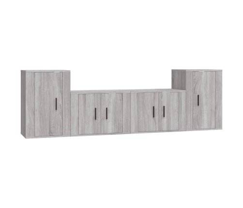 Set de muebles para TV 4 pzas madera contrachapada gris Sonoma