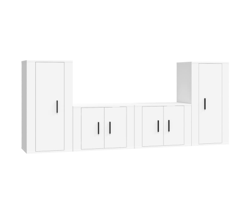 Set de muebles para TV 4 piezas madera contrachapada blanco