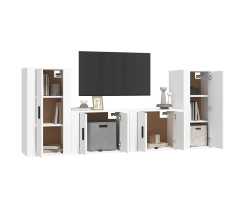 Set de muebles para TV 4 piezas madera contrachapada blanco