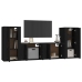 Set de muebles para TV 4 piezas madera contrachapada negro