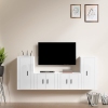 Set de muebles de TV 4 pzas madera contrachapada blanco brillo