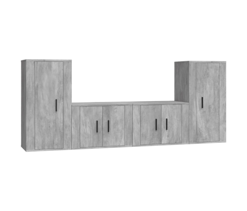 Set de muebles de TV 4 pzas madera contrachapada gris hormigón