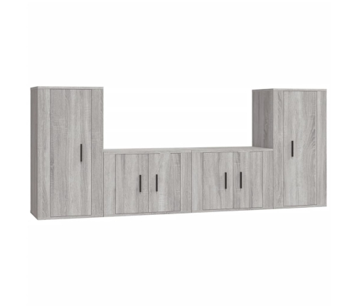 Set de muebles para TV 4 pzas madera contrachapada gris Sonoma