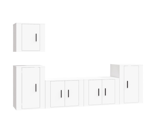 Set de muebles para TV 5 piezas madera contrachapada blanco