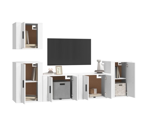 Set de muebles para TV 5 piezas madera contrachapada blanco