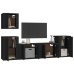 Set de muebles para TV 5 piezas madera contrachapada negro