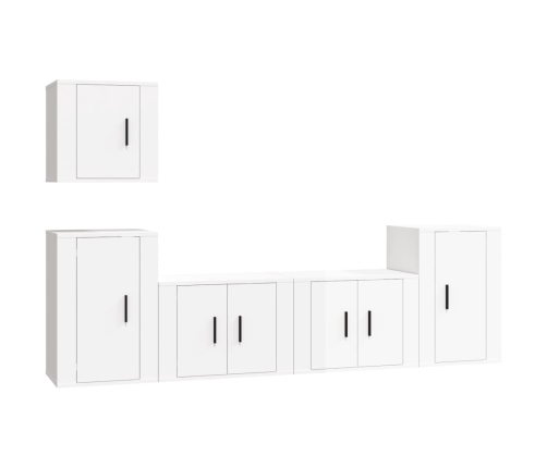 Set de muebles de TV 5 pzas madera contrachapada blanco brillo