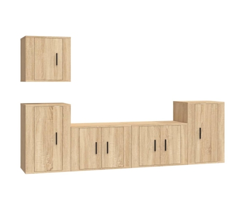 Set de muebles para TV 5 pzas madera contrachapada roble Sonoma