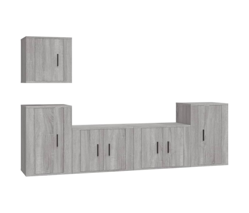 Set de muebles para TV 5 pzas madera contrachapada gris Sonoma