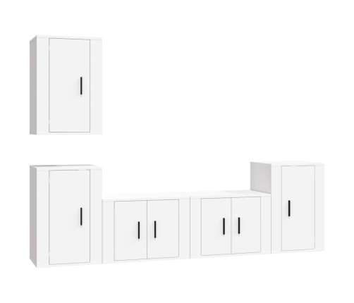 Set de muebles para TV 5 piezas madera contrachapada blanco