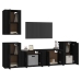 Set de muebles para TV 5 piezas madera contrachapada negro