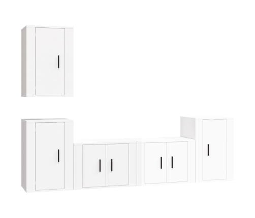 Set de muebles de TV 5 pzas madera contrachapada blanco brillo