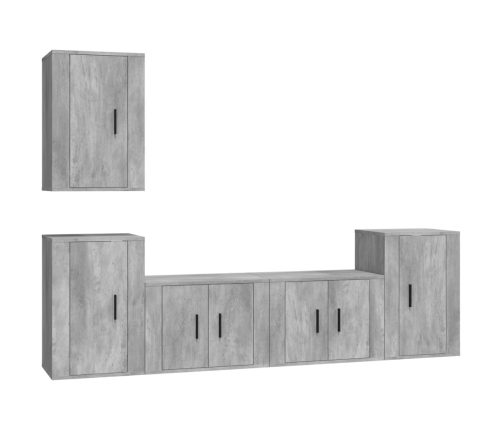 Set de muebles de TV 5 pzas madera contrachapada gris hormigón