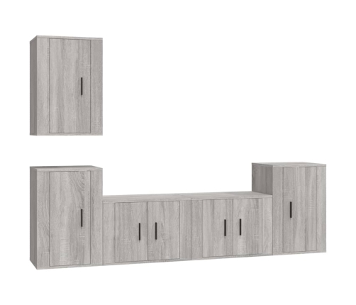 Set de muebles para TV 5 pzas madera contrachapada gris Sonoma