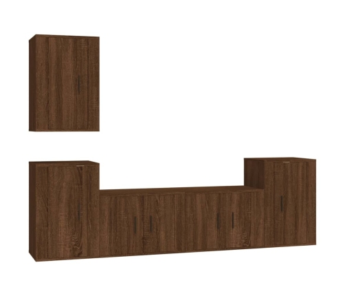 Set de muebles para TV 5 pzas madera contrachapada roble marrón