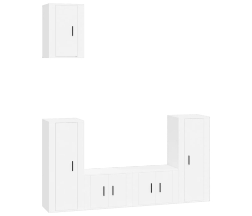 Set de muebles para TV 5 piezas madera contrachapada blanco