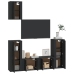 Set de muebles para TV 5 piezas madera contrachapada negro