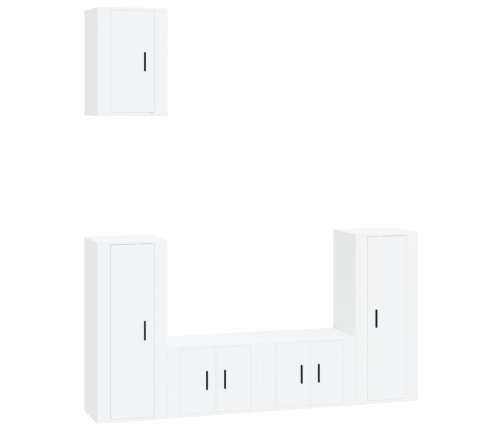 Set de muebles de TV 5 pzas madera contrachapada blanco brillo