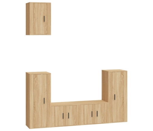 Set de muebles para TV 5 pzas madera contrachapada roble Sonoma