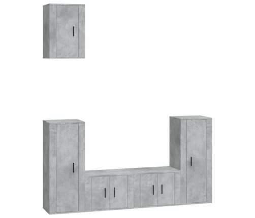 Set de muebles de TV 5 pzas madera contrachapada gris hormigón