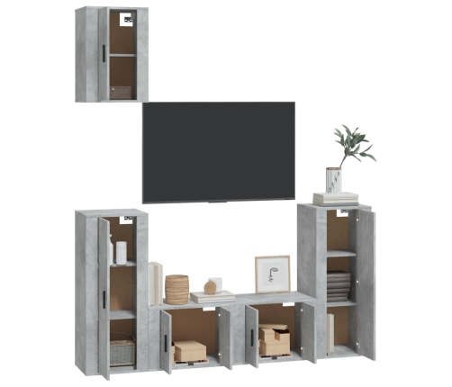 Set de muebles de TV 5 pzas madera contrachapada gris hormigón