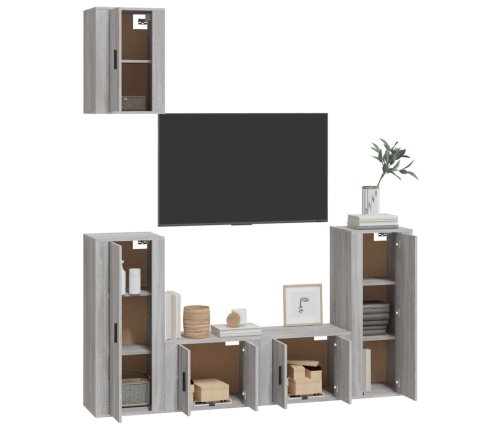 vidaXL Set de muebles para TV 5 pzas madera contrachapada gris Sonoma