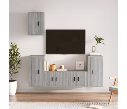 vidaXL Set de muebles para TV 5 pzas madera contrachapada gris Sonoma