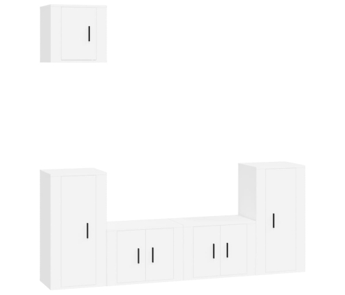 Set de muebles para TV 5 piezas madera contrachapada blanco