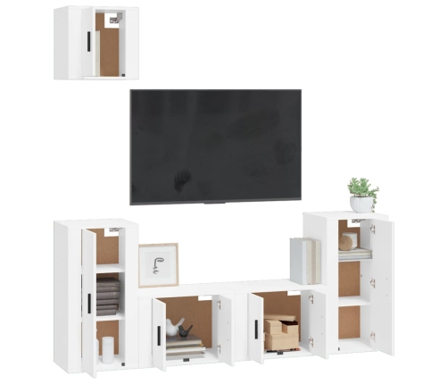 Set de muebles para TV 5 piezas madera contrachapada blanco