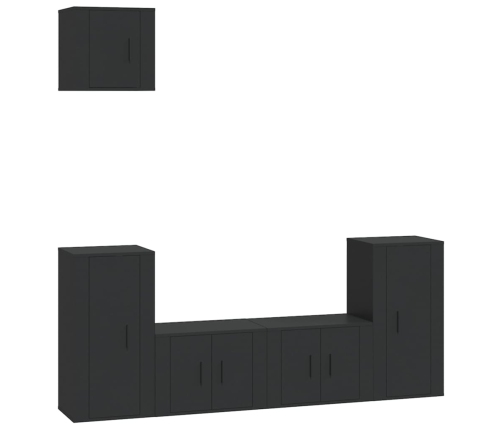 Set de muebles para TV 5 piezas madera contrachapada negro