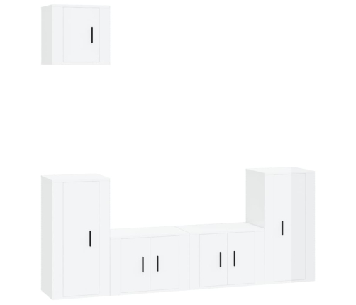 Set de muebles de TV 5 pzas madera contrachapada blanco brillo