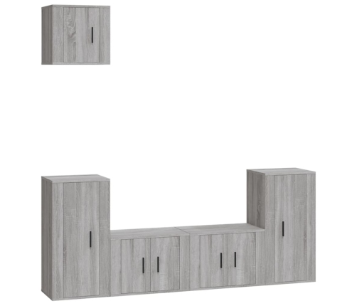 Set de muebles para TV 5 pzas madera contrachapada gris Sonoma