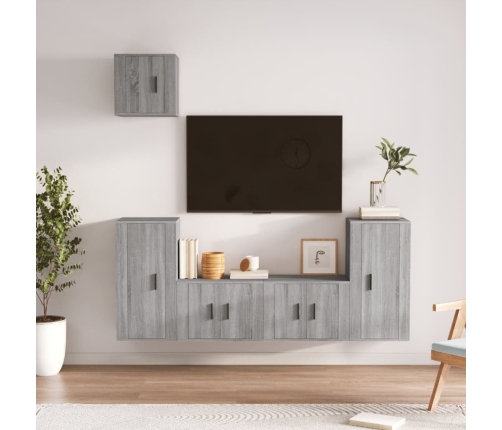 Set de muebles para TV 5 pzas madera contrachapada gris Sonoma