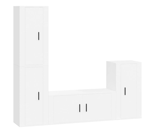 Set de muebles para TV 4 piezas madera contrachapada blanco