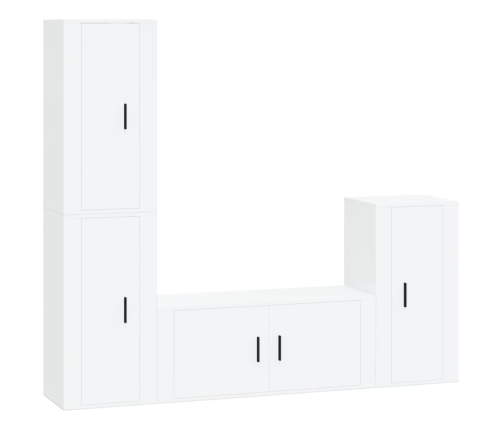 Set de muebles de TV 4 pzas madera contrachapada blanco brillo