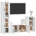 Set de muebles de TV 4 pzas madera contrachapada blanco brillo