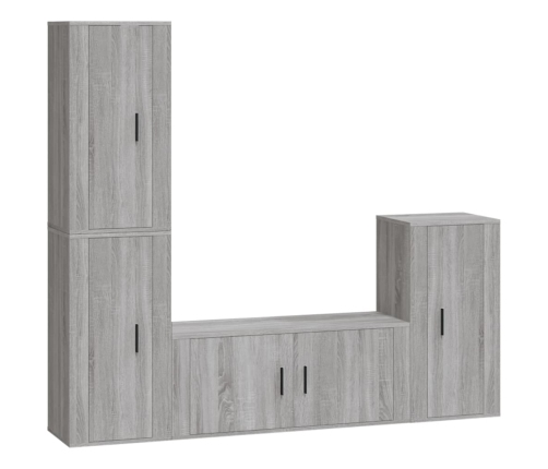 vidaXL Set de muebles para TV 4 pzas madera contrachapada gris Sonoma