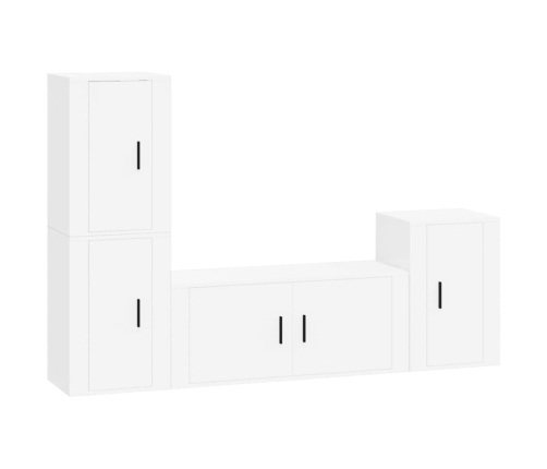 Set de muebles para TV 4 piezas madera contrachapada blanco