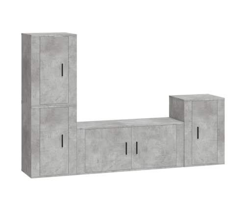 Set de muebles de TV 4 pzas madera contrachapada gris hormigón